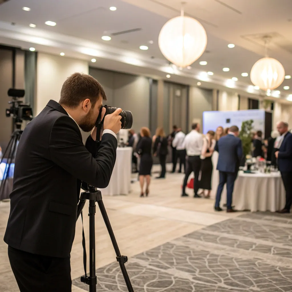 Professional event photographer capturing a corporate event